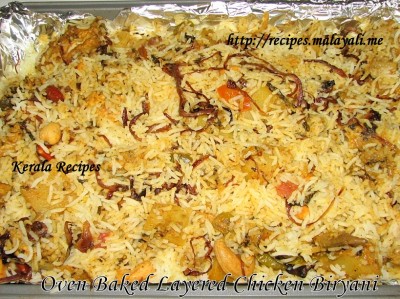 Oven Baked Layered Chicken Biriyani
