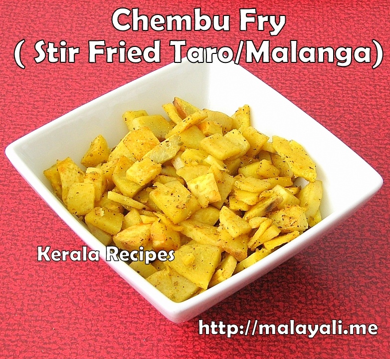 Chembu Fry (Stir Fried Taro/Malanga)