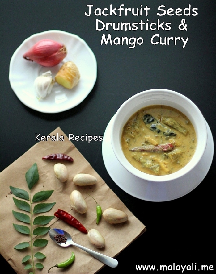 Chakkakuru Muringakka Maanga Curry (Jackfruit Seeds Drumsticks & Mango Curry)