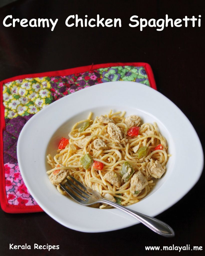 Spicy Chicken Pasta in Cream Cheese Sauce Kerala Recipes