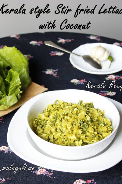 Lettuce Thoran (Kerala style Lettuce and Coconut Stir Fry)